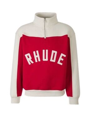 Rhude Red and Cream Half-Zip Pullover Sweatshirt